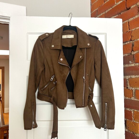 ZARA Outerwear Suede Moto Jacket - Picture 1 of 3